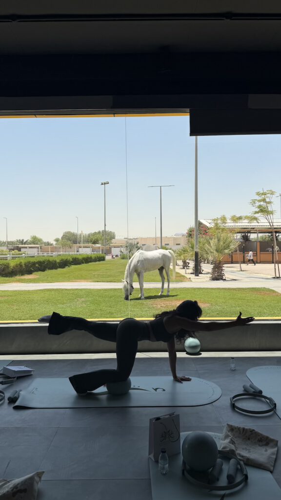 Pilates with a view of the horses