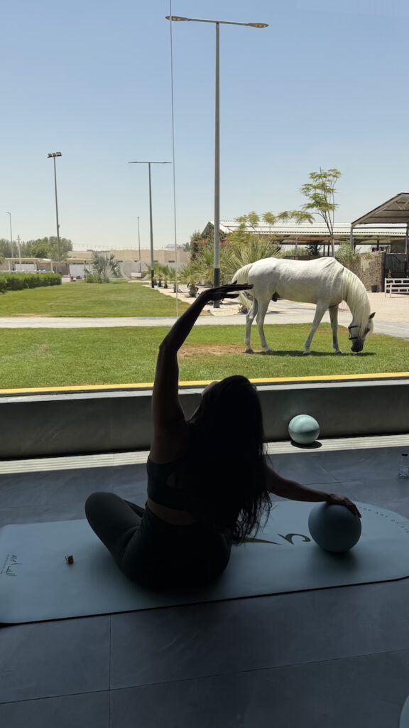 Pilates with a view of the horses